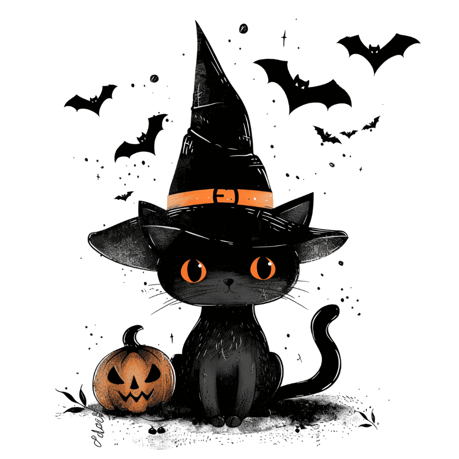 Bügelbild - Plott - Halloween Katze - 11,5cm x 13,5cm