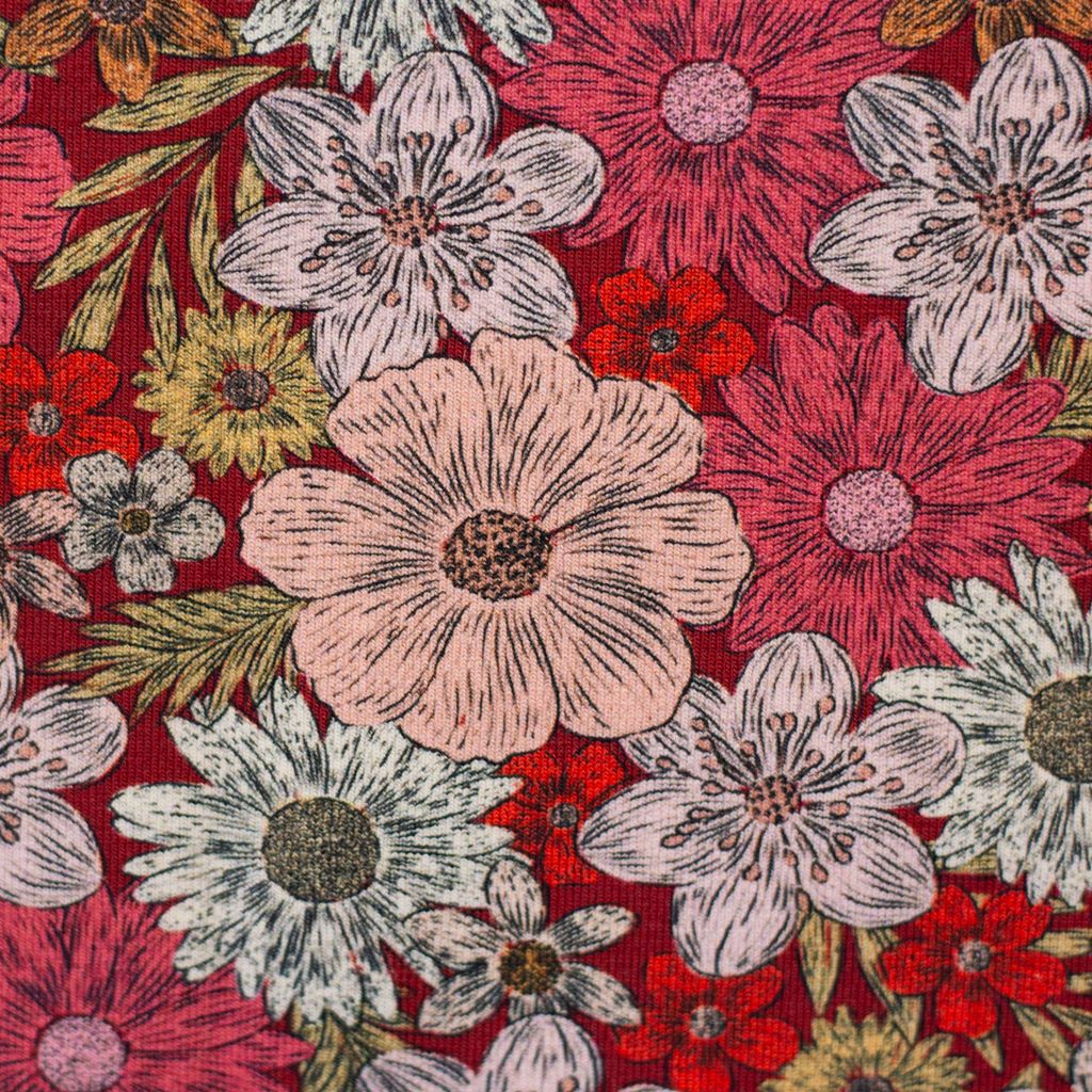 Motivjersey - Swafing - Jona - Blumenprint auf Rot