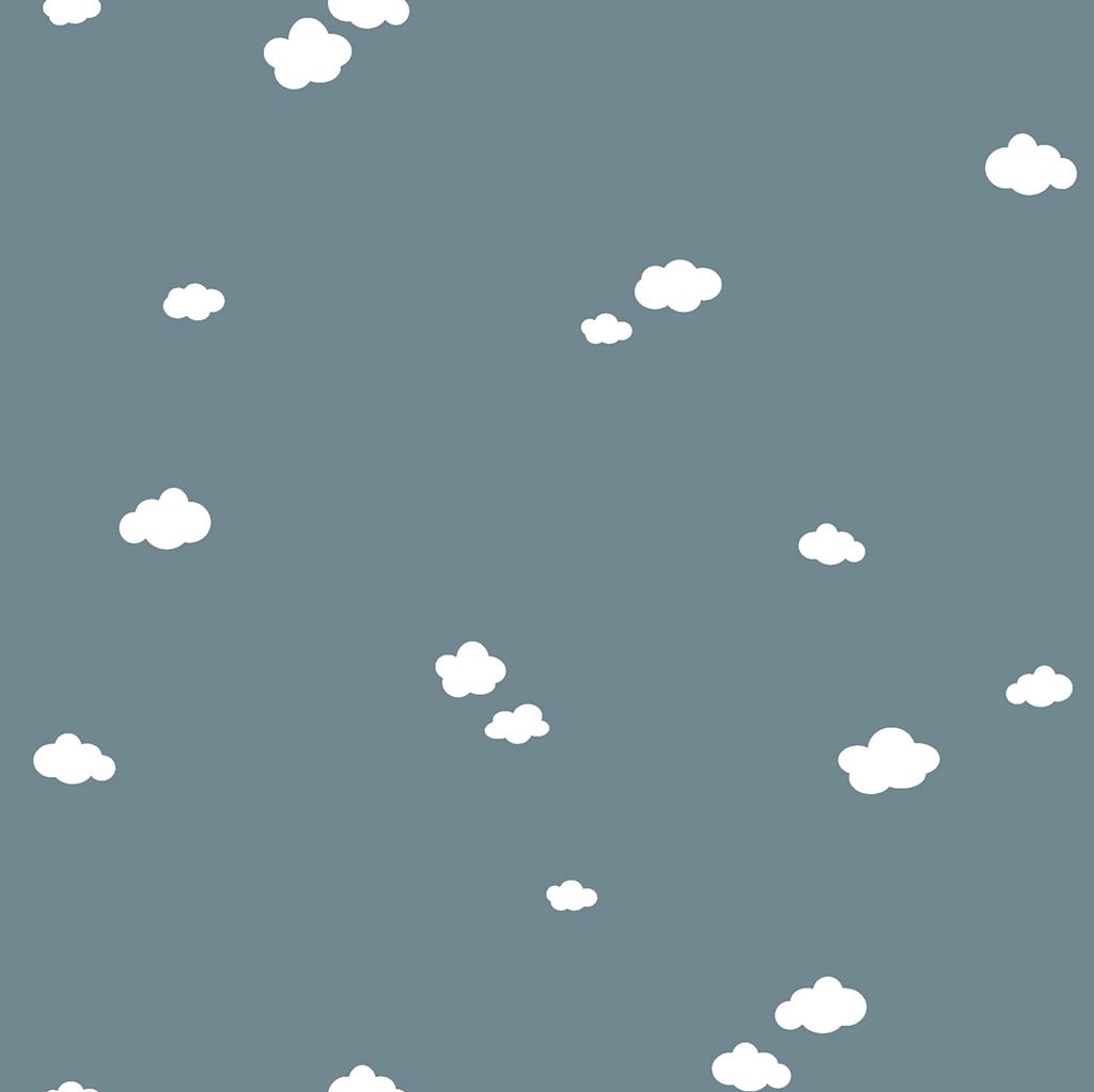 Baumwolljersey - Motivjersey - Wolken auf Altpetrol