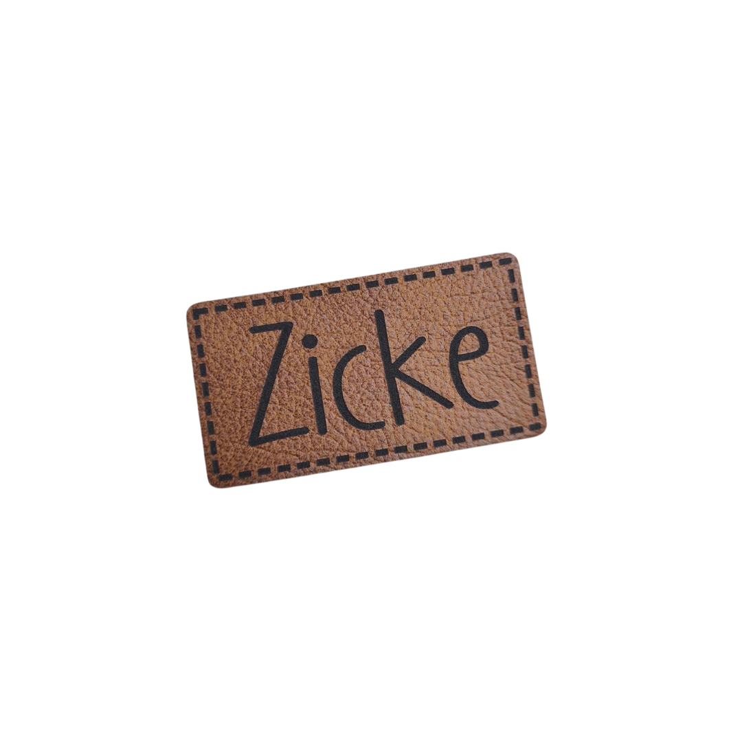 Label - Kunstleder - Braun - 4,5cm x 2,5cm - Zicke