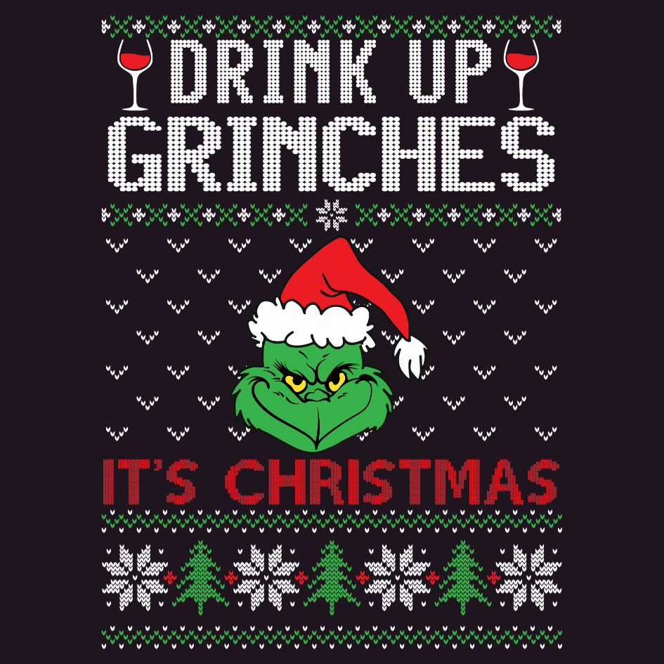 Bügelbild - Plott - Weihnachten - Drink up Grinches - 14x18,5cm - transparent