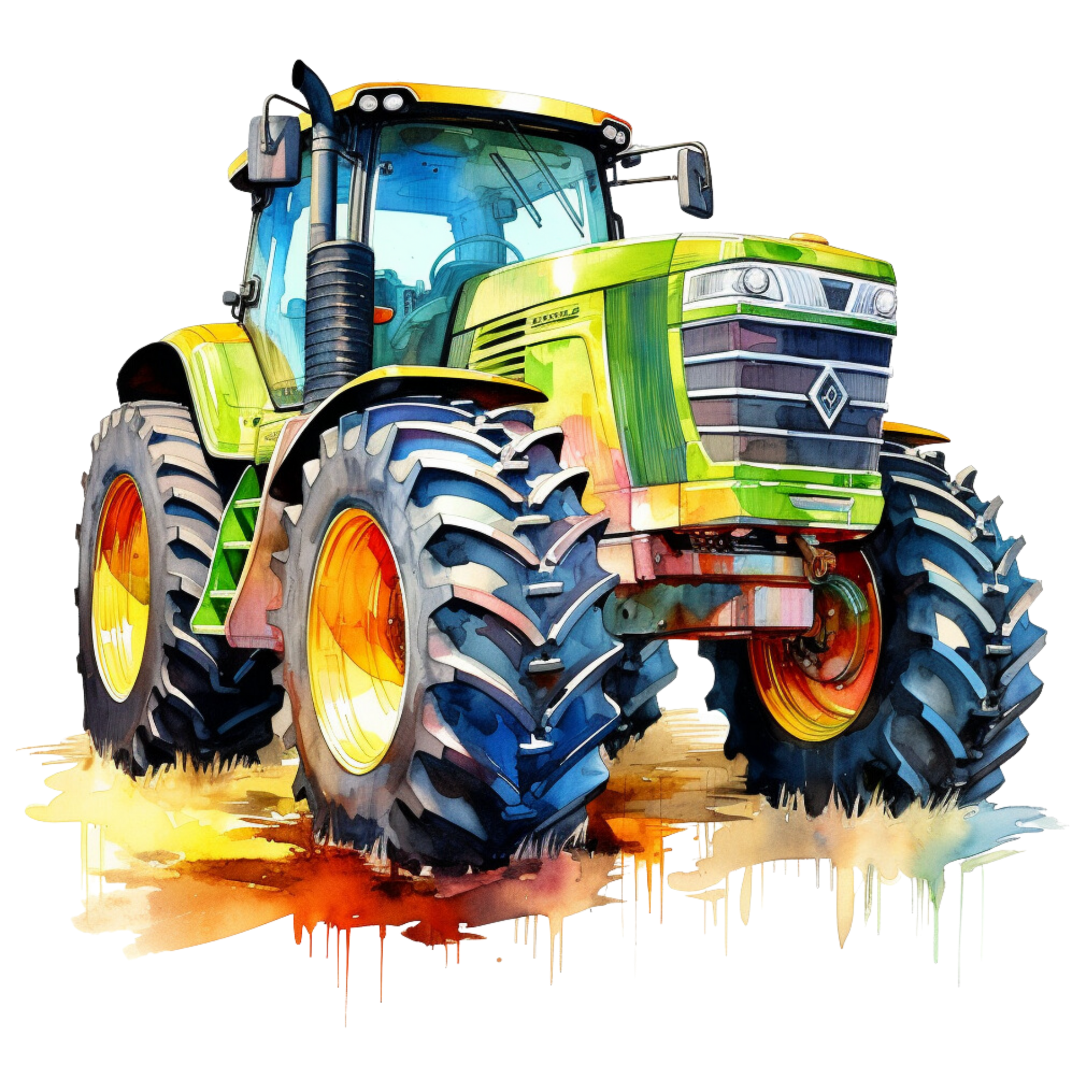 Bügelbild - Plott - Traktor Bunt 10cm x 9,5cm