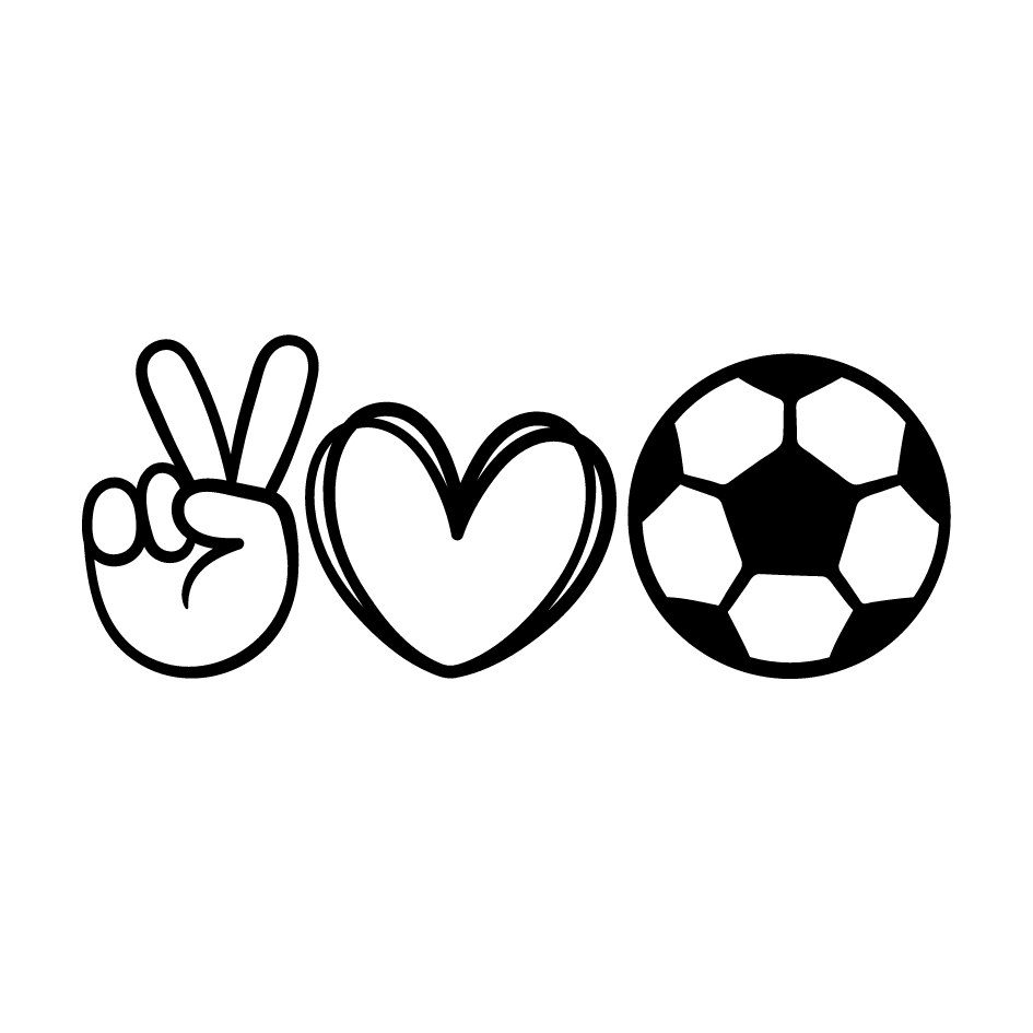 Bügelbild - Plott - Peace Love Fussball - Schwarz - 11,2cm x 5cm